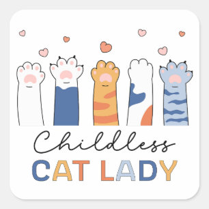 Childless Cat Lady Voting Kamala Harris President Square Sticker
