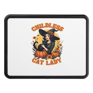 Childless cat lady witch - funny witchy black cat hitch cover