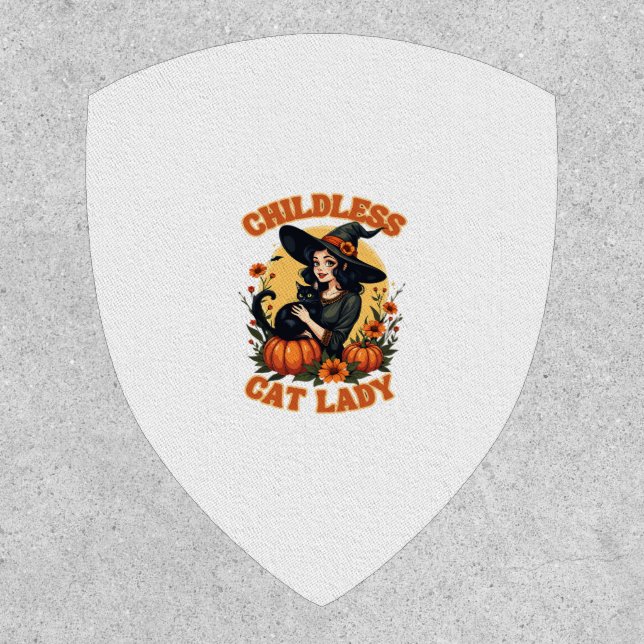 Childless cat lady witch - funny witchy black cat  patch (Front)