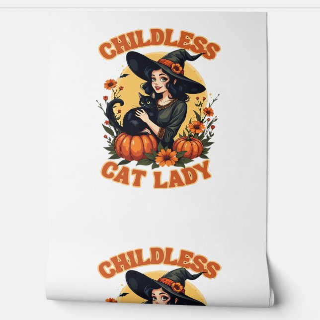 Childless cat lady witch - funny witchy black cat  wallpaper  (Unrolling)