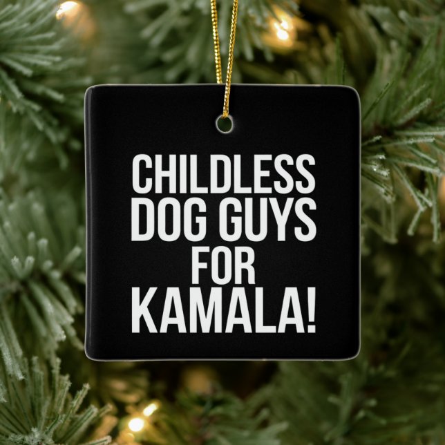 Childless Dog Guys for Kamala 2024 Vote Harris  Ceramic Ornament (Tree)