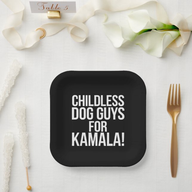 Childless Dog Guys for Kamala 2024 Vote Harris  Paper Plates (Wedding)