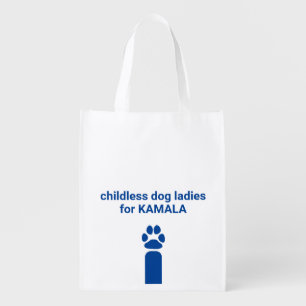 Childless dog ladies for Kamala cute blue dog paw Grocery Bag