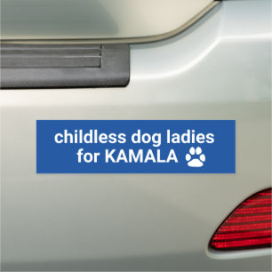 Childless dog ladies for Kamala fun dog paw blue Car Magnet
