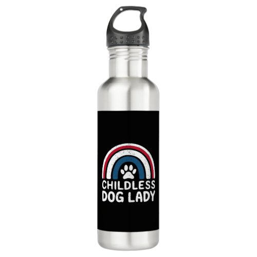 Childless Dog Lady Election Vote 2024 Boho Rainbow Stainless Steel Water Bottle