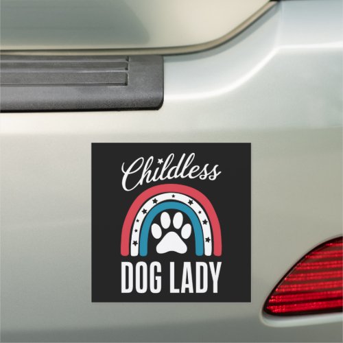 Childless Dog Lady Election Vote 2024 Rainbow USA Car Magnet