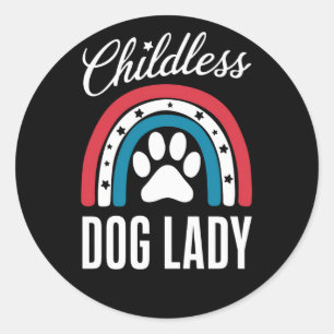 Childless Dog Lady Election Vote 2024 Rainbow USA Classic Round Sticker