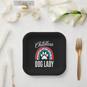 Childless Dog Lady Election Vote 2024 Rainbow USA Paper Plates