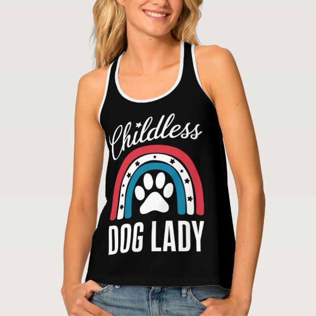 Childless Dog Lady Election Vote 2024 Rainbow USA Tank Top (Front)