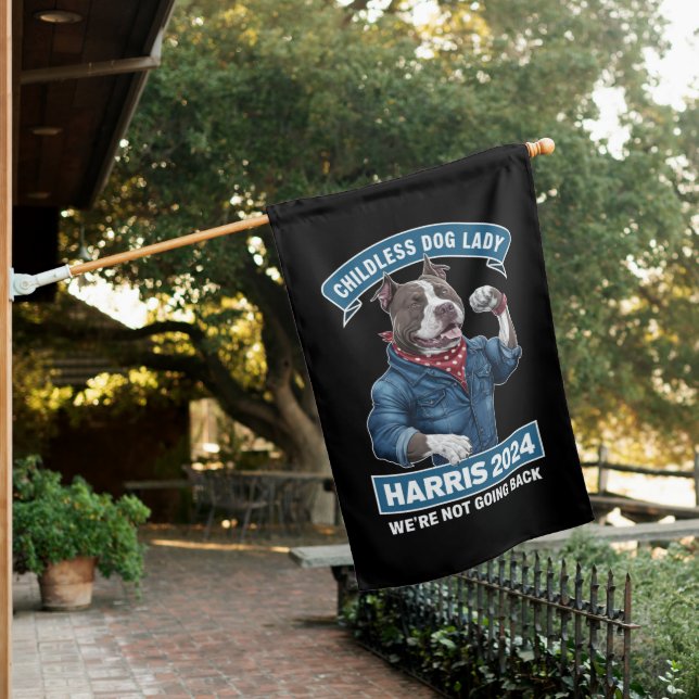 Childless Dog Lady is Voting Kamala Election 2024 House Flag (In SItu)