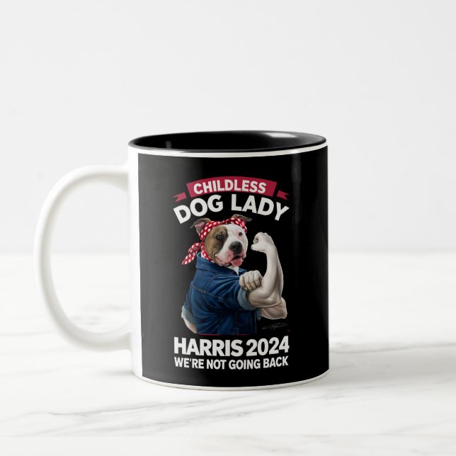 Childless Dog Lady Is Voting Kamala Election 2024 Two-Tone Coffee Mug (Left)