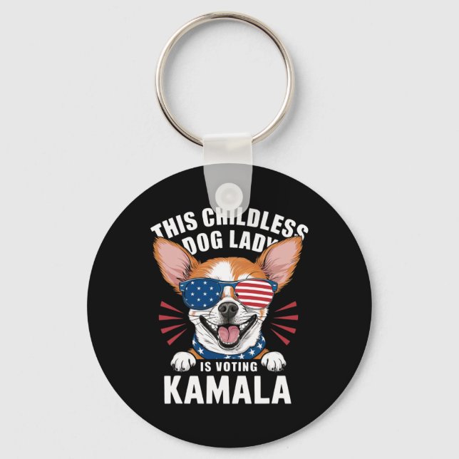 Childless Dog Lady Is Voting Kamala-harris 2024 2  Keychain (Front)