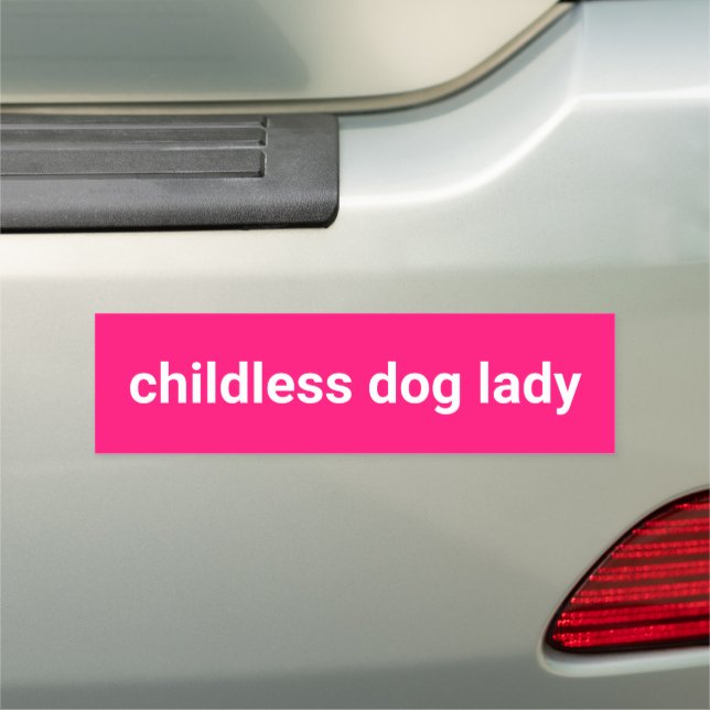 Childless dog lady minimalist modern funny pink car magnet (In Situ)
