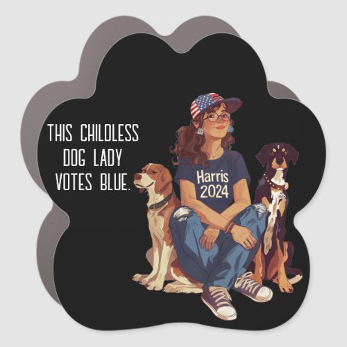 Childless Dog Lady Votes Blue Harris 2024 Car Magnet