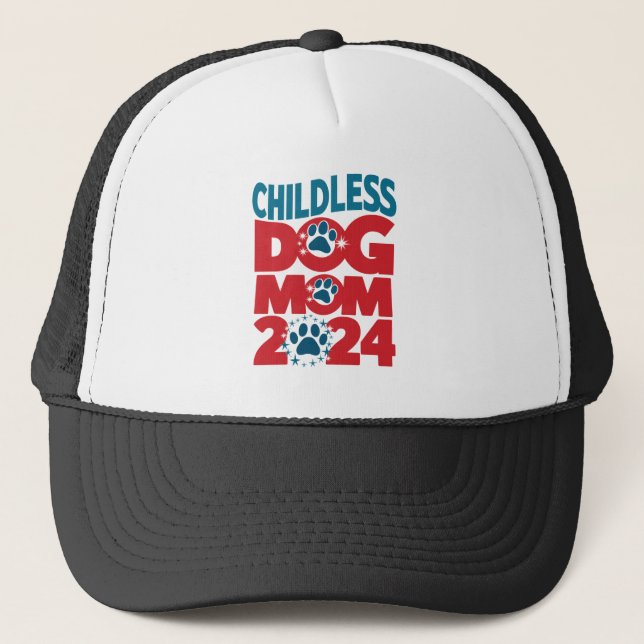 Childless Dog Mom Dog Lady Voting Patriotic Dog  Trucker Hat (Front)