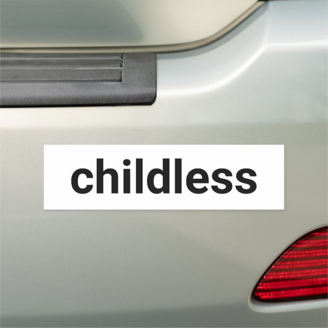 Childless minimalist typography funny black white car magnet (In Situ)