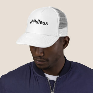 Childless minimalist typography funny black white trucker hat