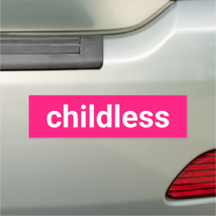 Childless minimalist typography funny hot pink car magnet