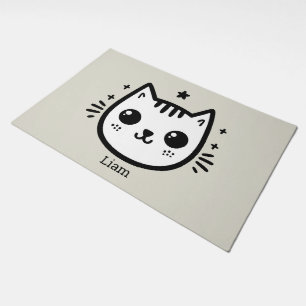 Childlike Drawing   Black and White   Minimalist Doormat