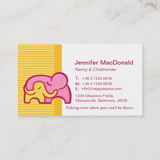 Customizable Childminder/ baby sitter / carer business cards
