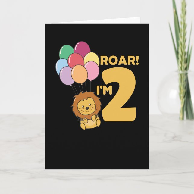 Children 2. Birthday Lion 2 Years Old Boy Card (Front)