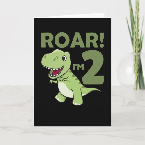 Children 2 Birthday T_Rex 2 Years Old Dino Card