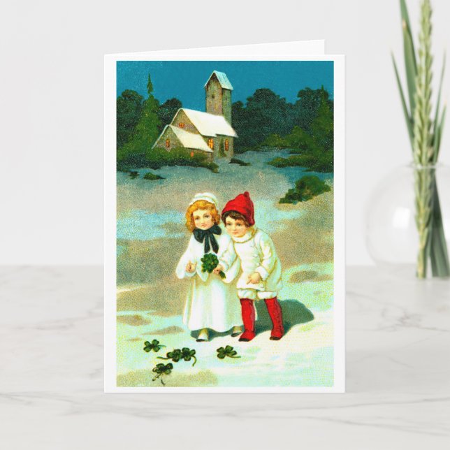 Children and clover holiday card (Front)