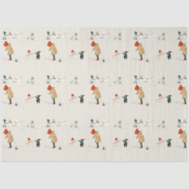 Children and snowmen tissue paper (Front)