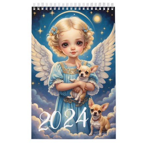 Children Angels and Cute Animals 2024  Calendar