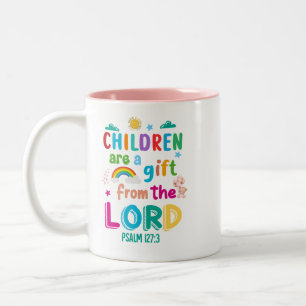 "Children Are a Gift" - Made-To-Order Pink Two-Tone Coffee Mug