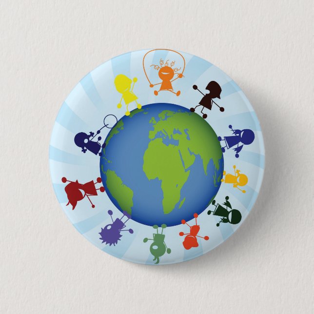 Children around the globe button (Front)