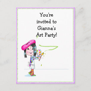 Children Artist Party Birthday Invitation