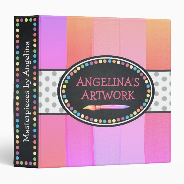 Children Artwork Artist Keepsake Rainbow 3 Ring Binder (Front/Spine)