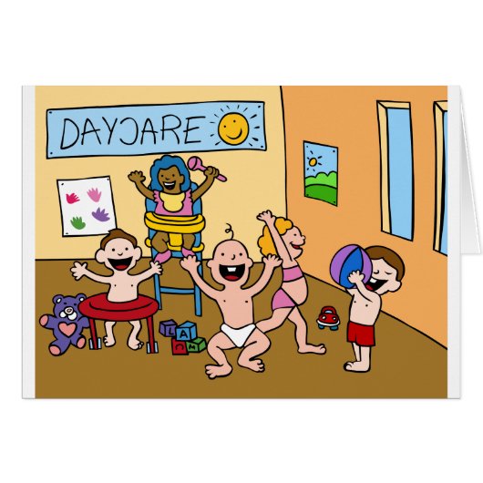 Children At A Daycare Center Cartoon (Front Horizontal)
