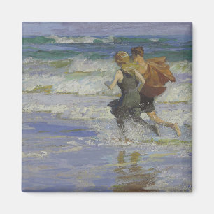 Children at the Beach (by Edward Henry Potthast) Magnet