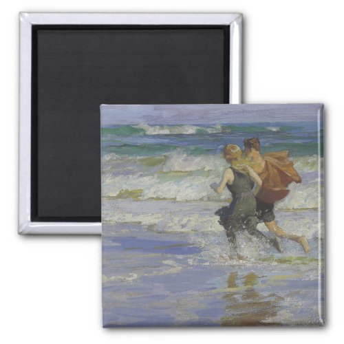 Children at the Beach by Edward Henry Potthast Magnet