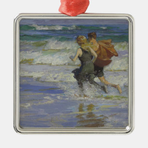 Children at the Beach (by Edward Henry Potthast) Metal Ornament