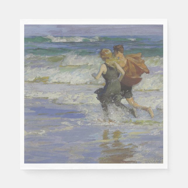 Children at the Beach (by Edward Henry Potthast) Napkins (Front)