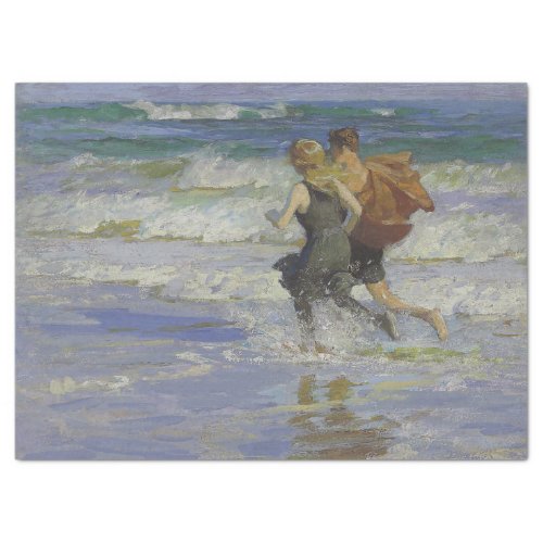 Children at the Beach by Edward Henry Potthast Tissue Paper