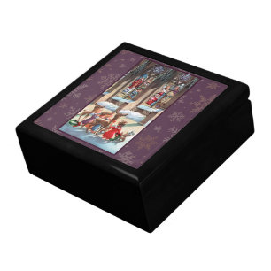 Children at the Church Window Christmas  Gift Box