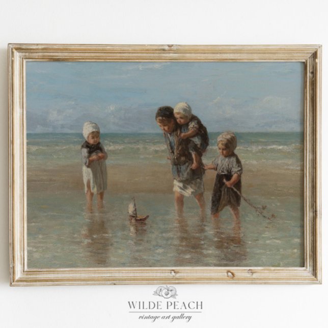 Children at the Sea Ocean Seascape Painting Poster (Creator Uploaded)