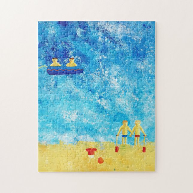Children at the Seaside Modern Contemporary Art Jigsaw Puzzle (Vertical)