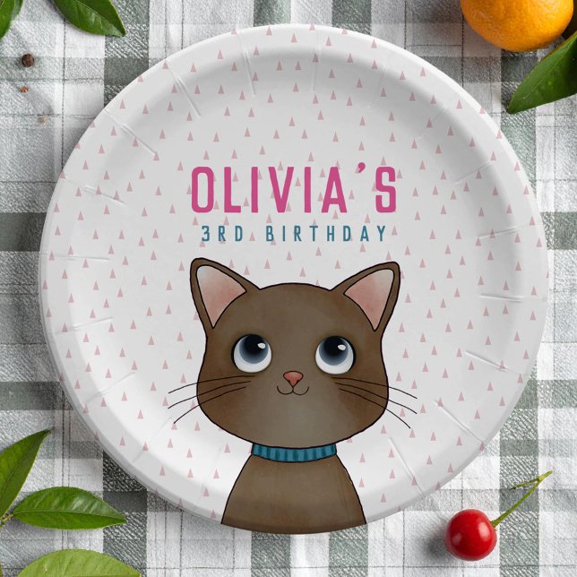 Children birthday party with cat theme paper plates (Creator Uploaded)