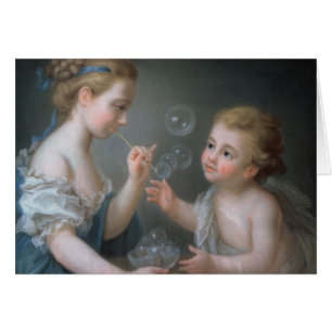 Children blowing bubbles cards