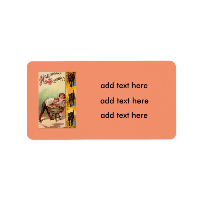 Children Bobbing For Apples Black Cat Label (Front)