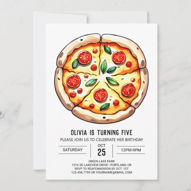 Children Boho Pizza Birthday Invitation (Front)