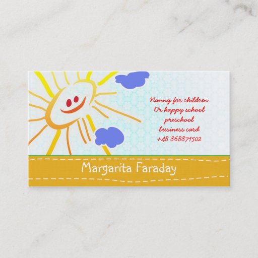 Customizable children business card