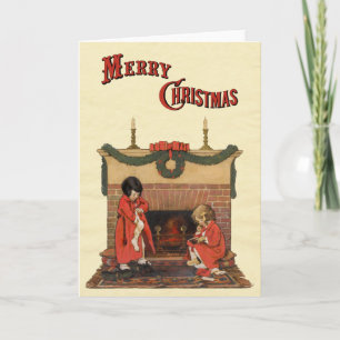 Children by the Fireplace by Jessie Willcox Smith Holiday Card