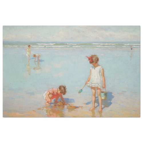 Children by the Sea Summer Beach Scene Tissue Paper