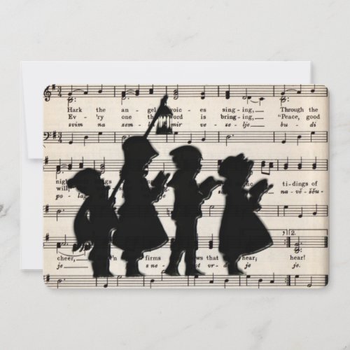 Children Carolers With Christmas Music Holiday Card